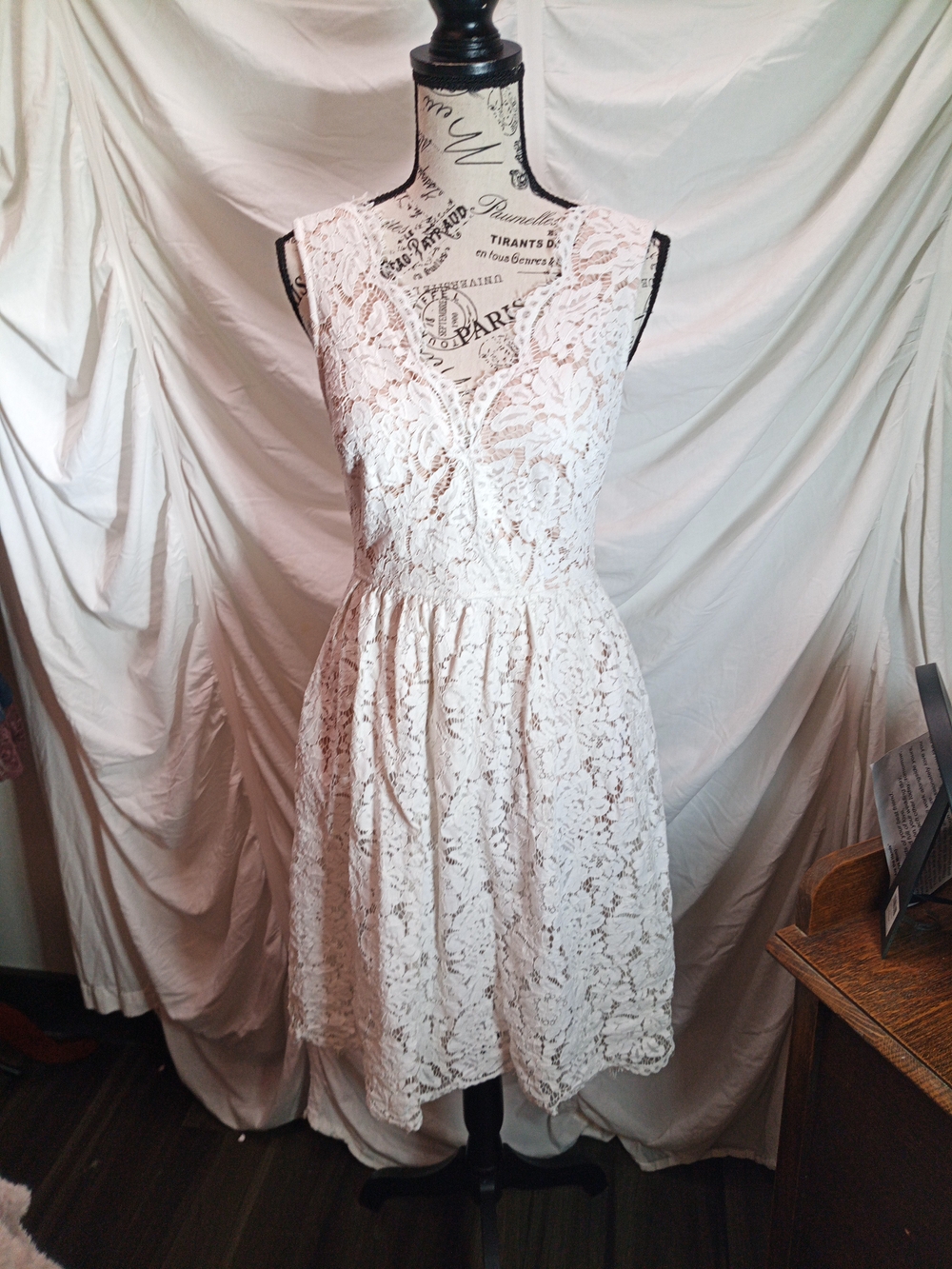 Lulu's Ivory Floral Lace Sleeveless Fit & Flare Mini Dress